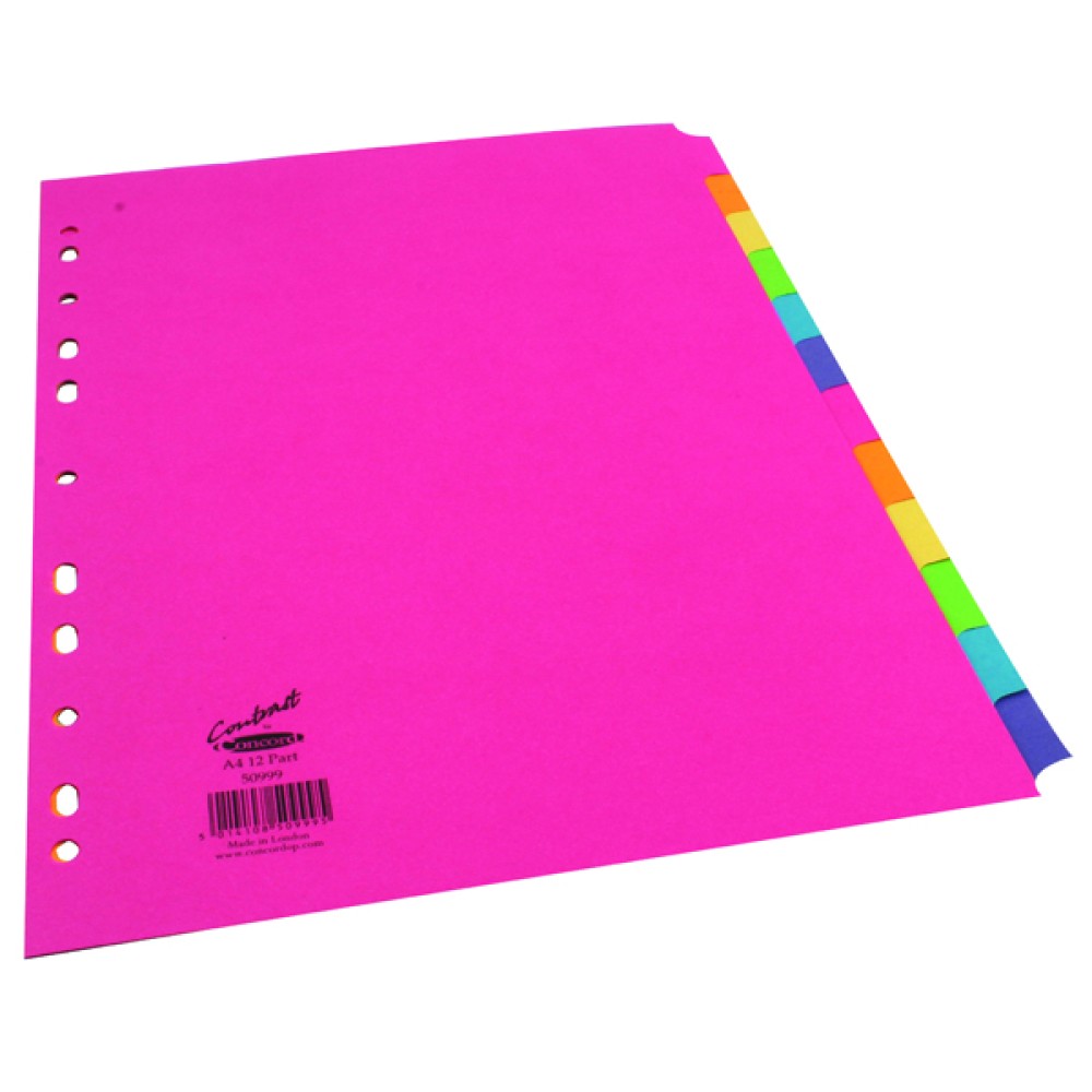 Concord 12-Part Subject Divider Bright A4 Assorted 50999