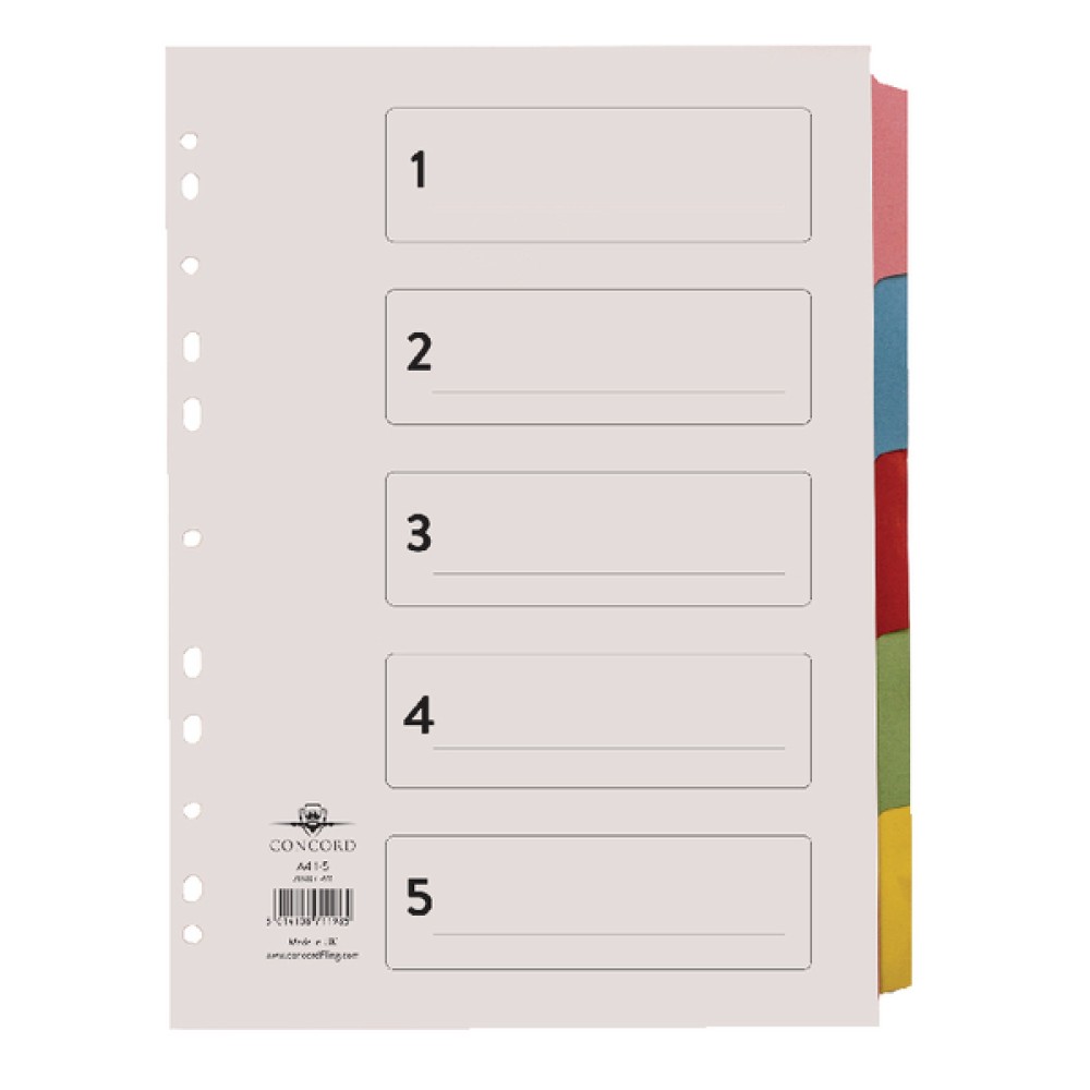 Concord 5-Part Printed Index Subject Dividers A4 71198/PJ11