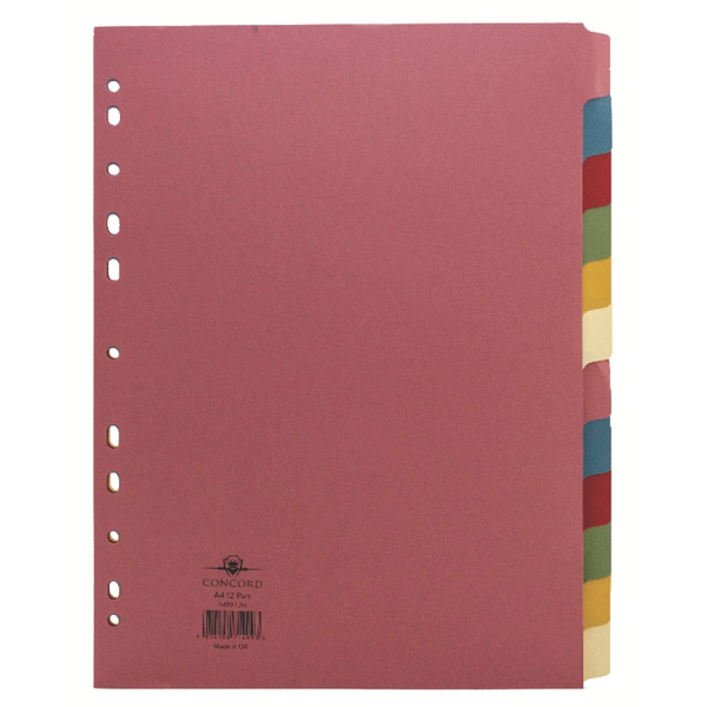 Concord 12-Part Subject Divider A4 Assorted 71499/J14