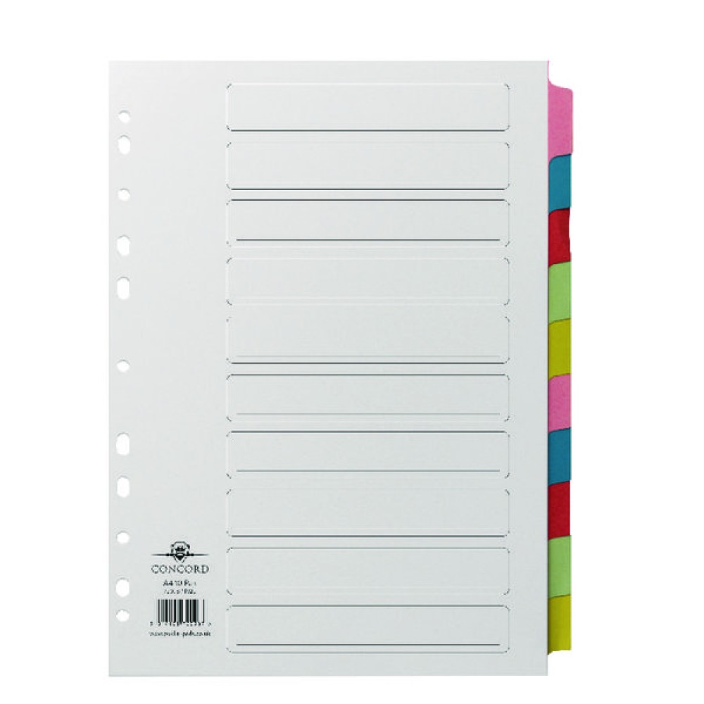 Concord 10-Part Printed Index Subject Dividers A4  72098/PJ20