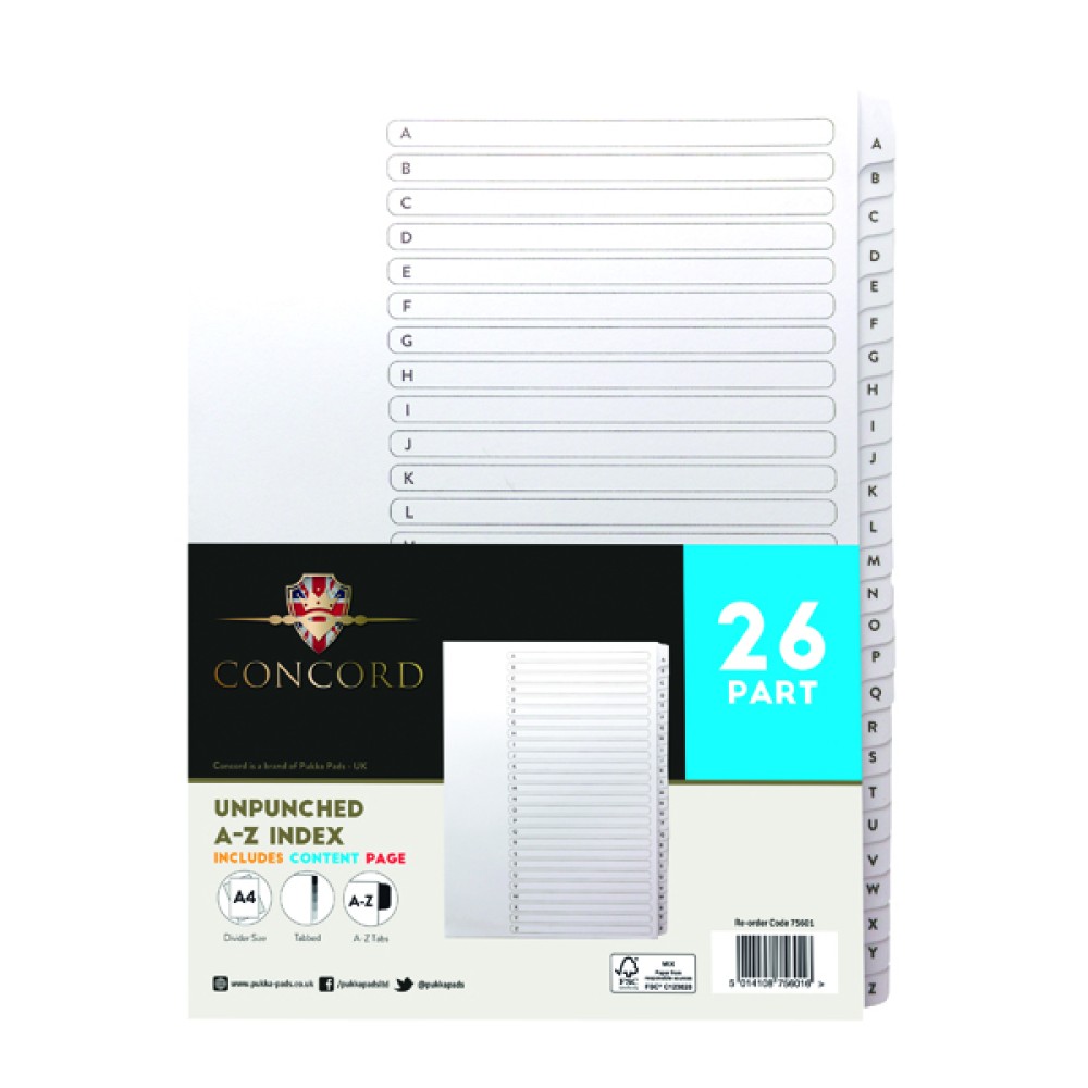 Concord 26-Part A-Z Index Presentation Dividers A4 (5 Pack) 75601