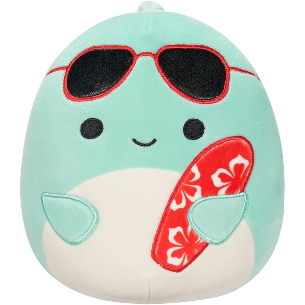 Squishmallows 7.5-Inch Perry The Teal Dolphin with Sunglasses and Surfboard