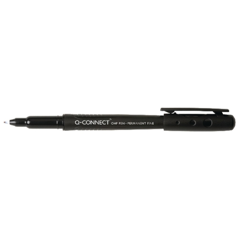 Q-Connect OHP Pen Permanent Fine Black (10 Pack) KF01068