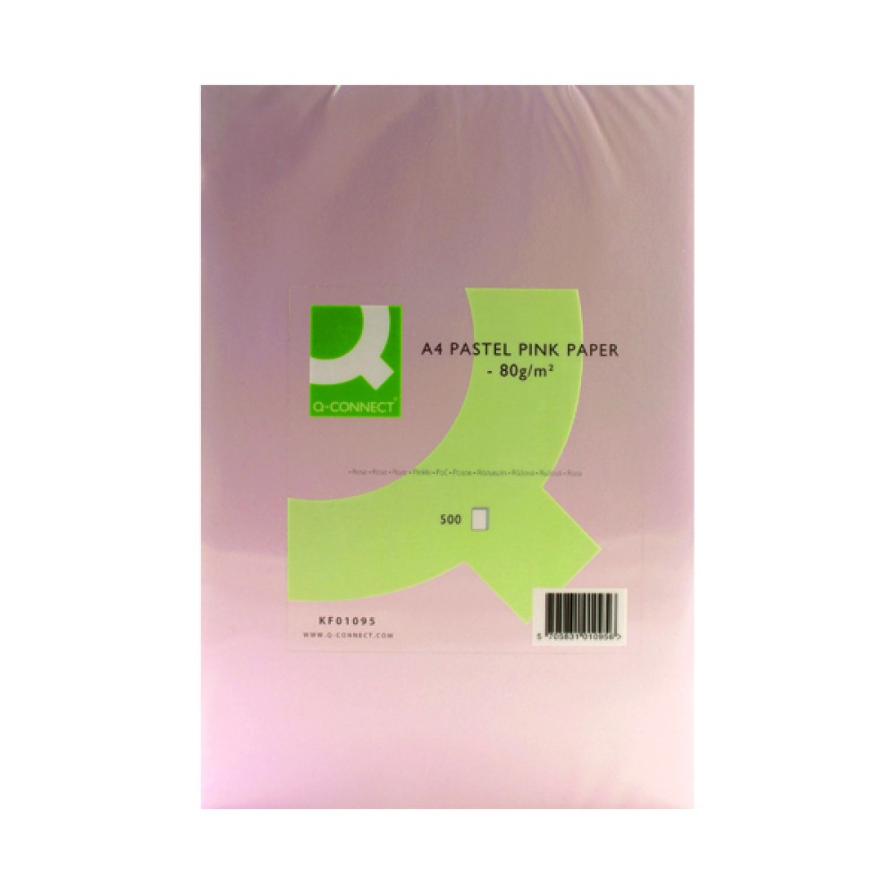 Q-Connect Pink Ream Coloured Copier A4 Paper 80gsm (500 Pack) KF01095