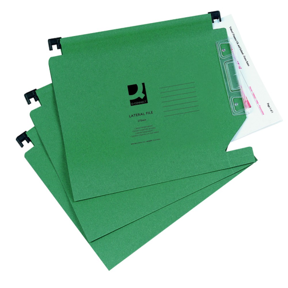 Q-Connect 15mm Lateral File Manilla 150 Sheet Green (25 Pack) KF01184