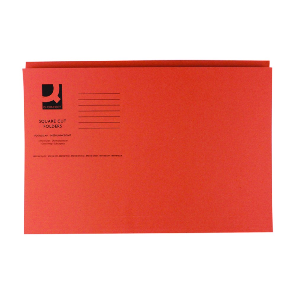 Q-Connect Square Cut Folder Mediumweight 250gsm Foolscap Orange (100 Pack) KF01188
