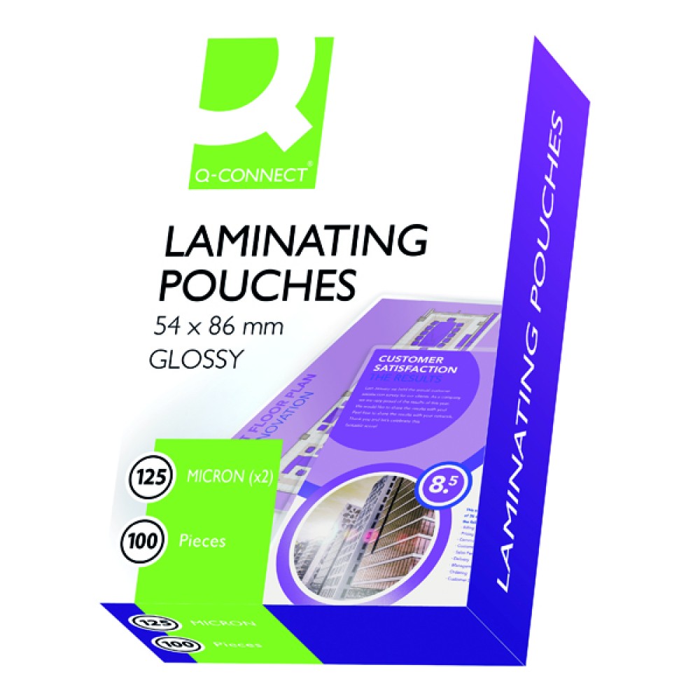 Q-Connect 54x86mm Laminating Pouches 250 Micron (100 Pack) KF01203