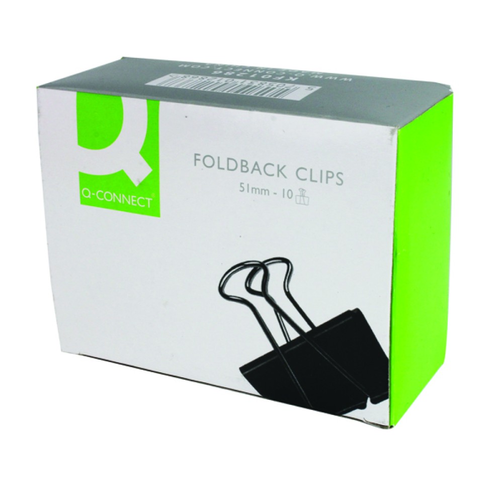Q-Connect Foldback Clip 51mm Black (10 Pack) KF01286