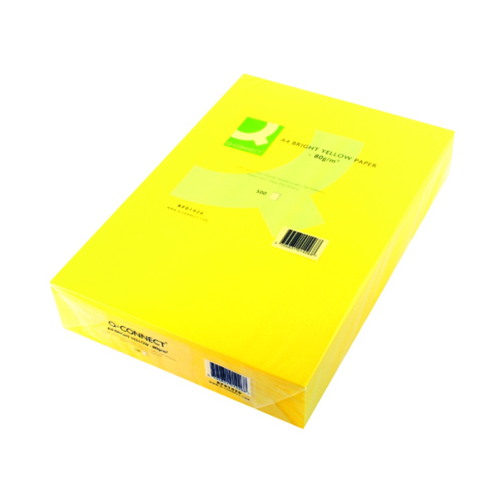Q-Connect Bright Yellow Copier A4 Paper 80gsm (500 Pack) KF01426