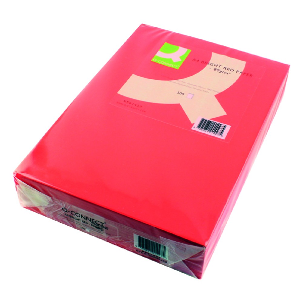 Q-Connect Bright Red Copier A4 Paper 80gsm (500 Pack) KF01427