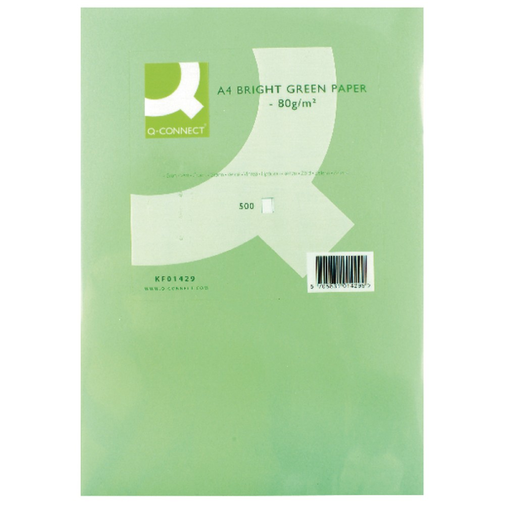 Q-Connect Bright Green Copier A4 Paper 80gsm (500 Pack) KF01429