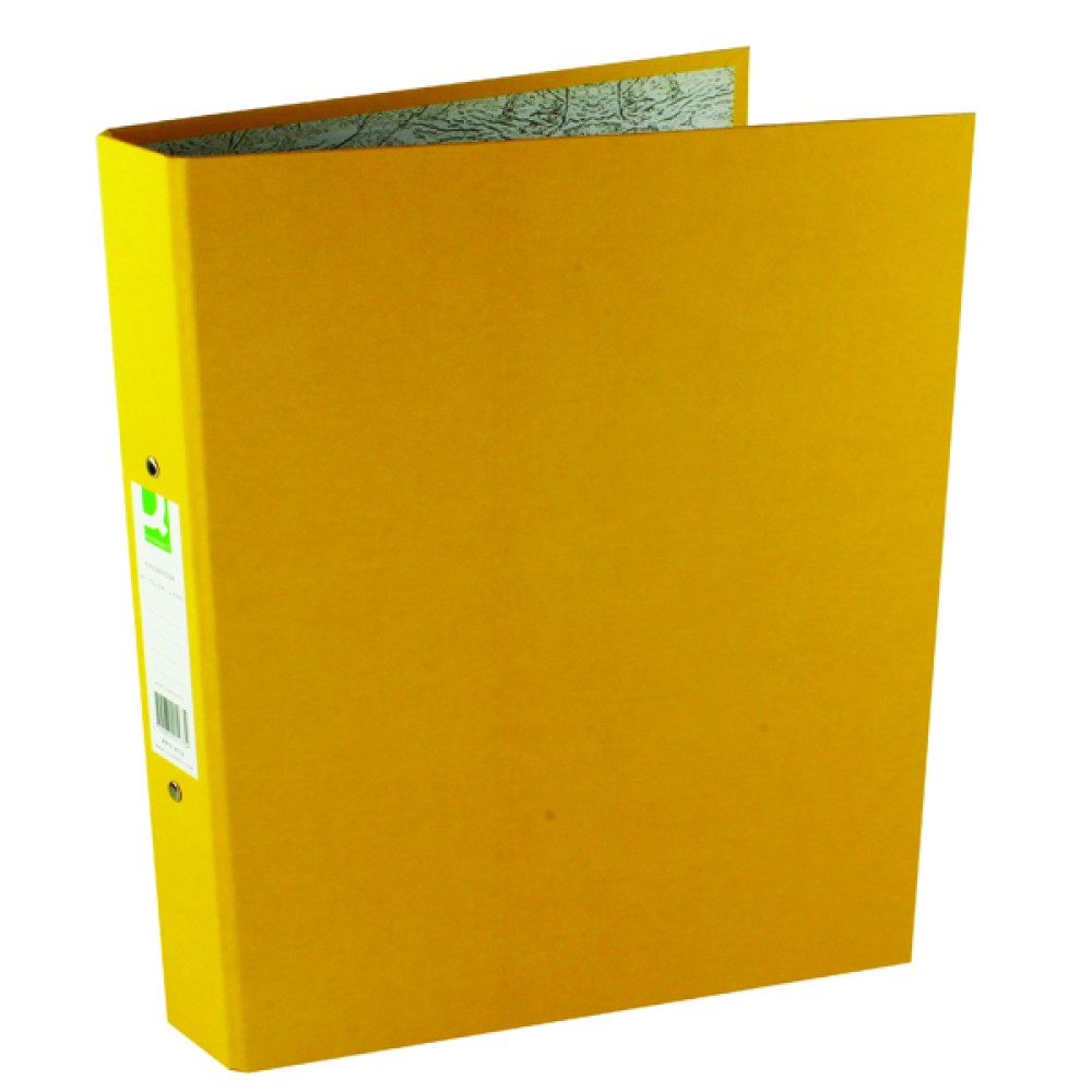 Q-Connect 2 Ring 25mm Paper Over Board Yellow A4 Binder (10 Pack) KF01473
