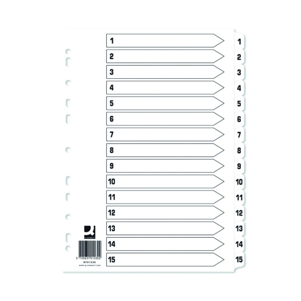 Q-Connect Index 1-15 Board Reinforced White (10 Pack) KF01530Q