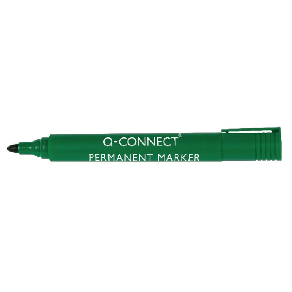 Q-Connect Permanent Marker Pen Bullet Tip Green (10 Pack) KF01773