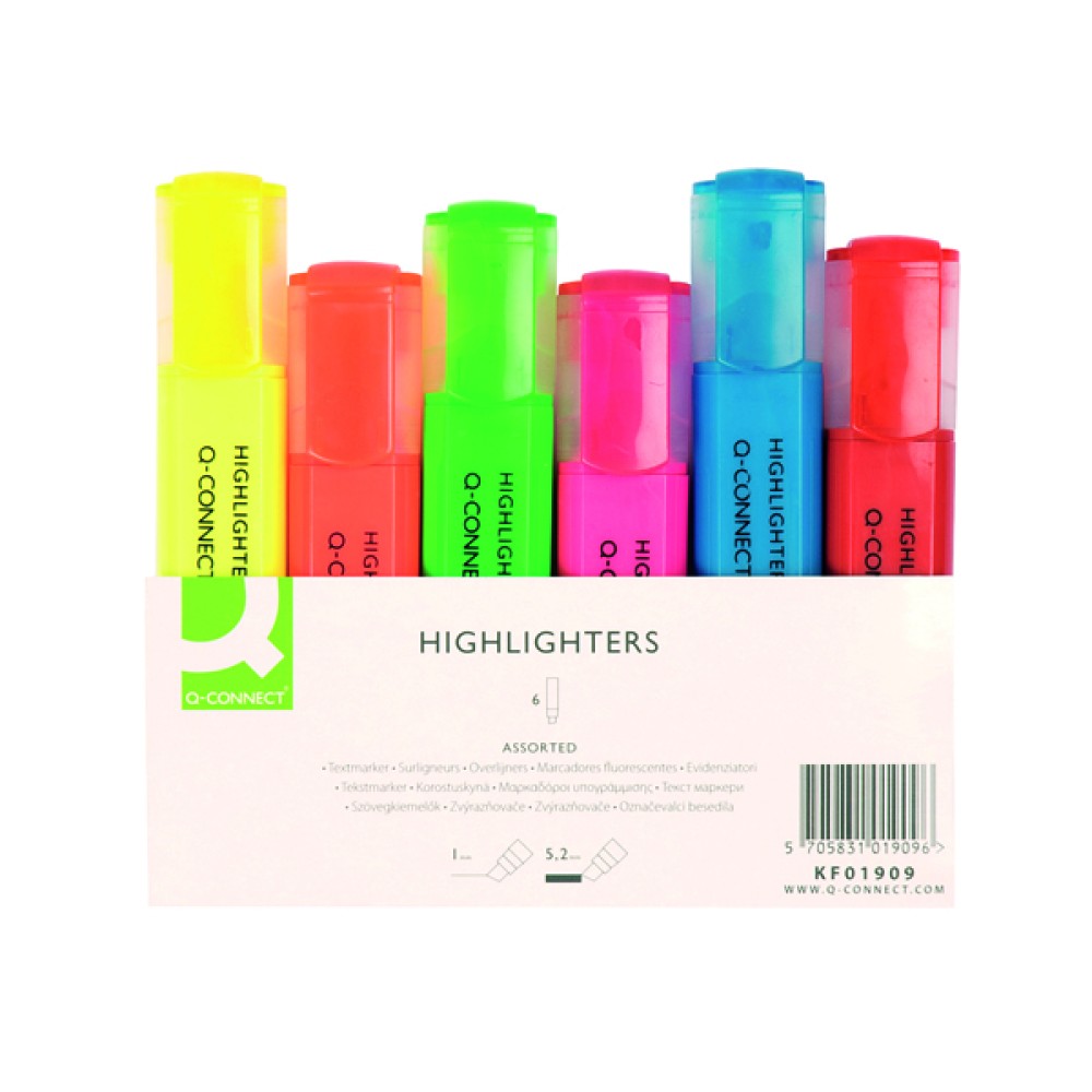 Q-Connect Assorted Highlighter Pens (6 Pack) KF01909