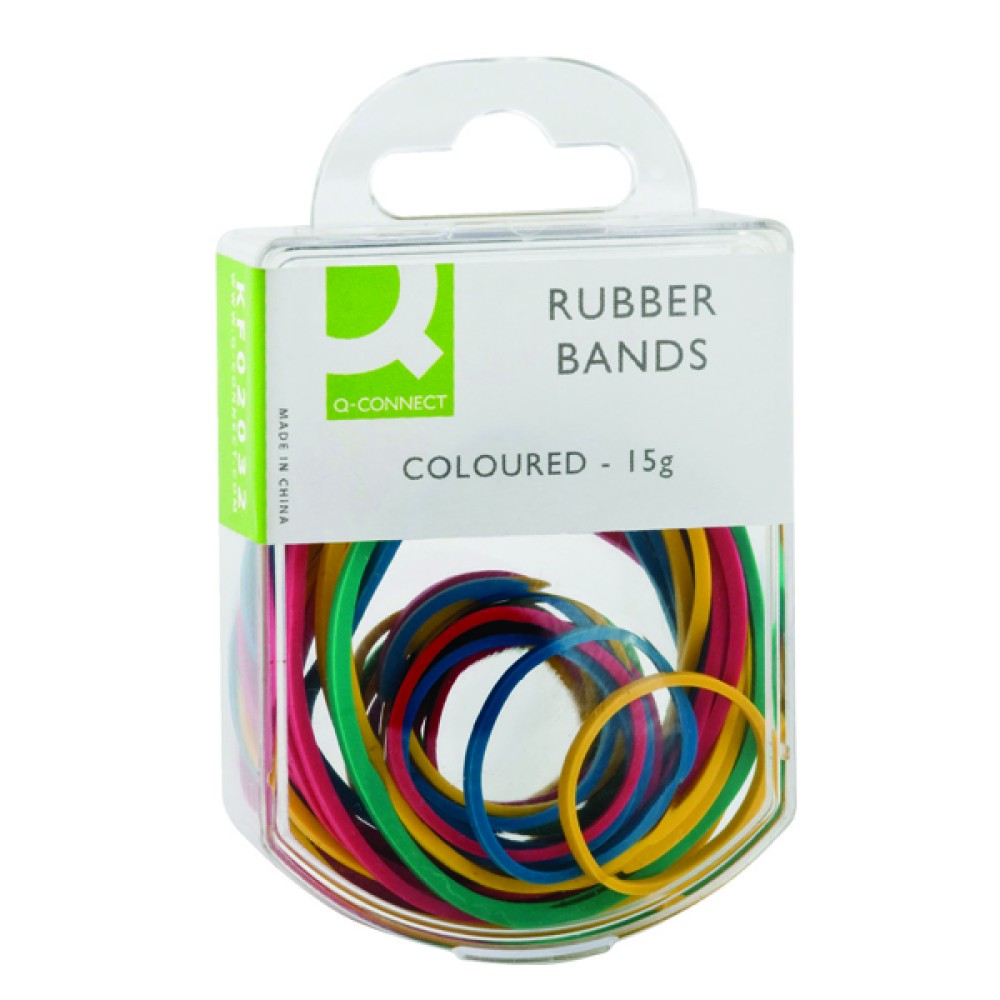 Q-Connect Rubber Bands Assorted Sizes Coloured 15g (10 Pack) KF02032Q
