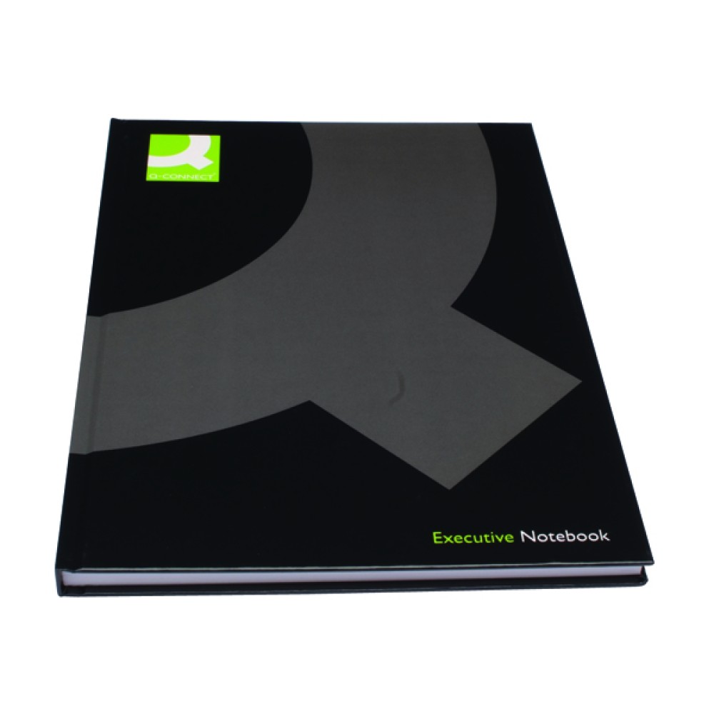 Q-Connect Hardback Casebound Notebook A4 Black (3 Pack) KF03725