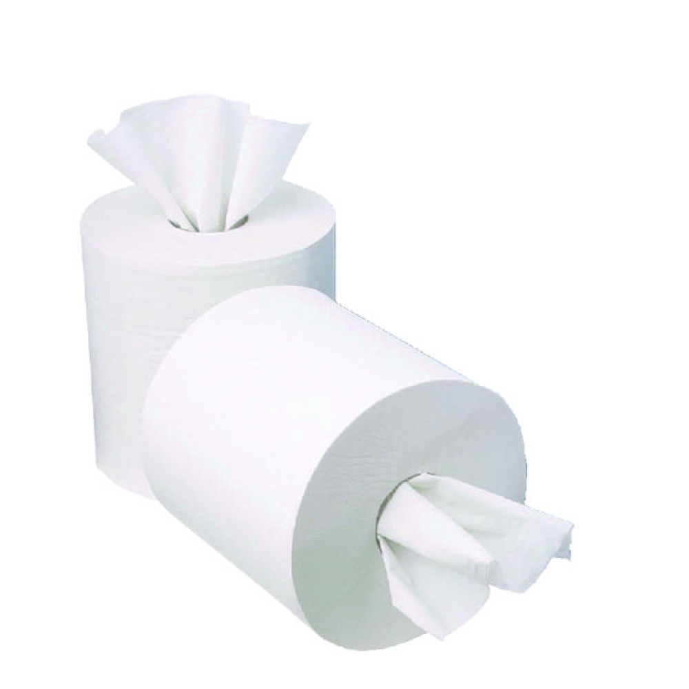 2Work 1-Ply Mini Centrefeed Roll 120m White (12 Pack) KF03784