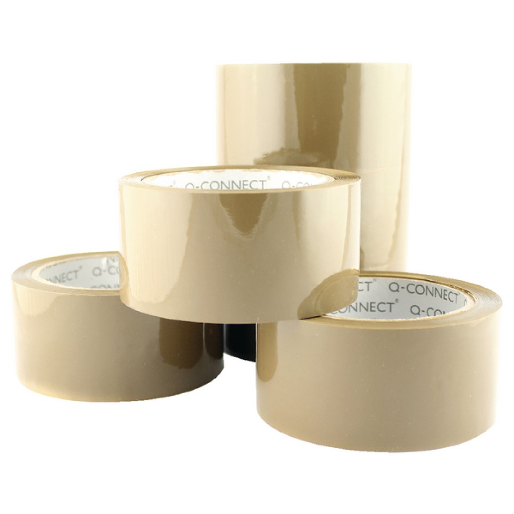 Q-Connect Low Noise Polypropylene Packaging Tape 50mmx66m Brown (6 Pack) KF04381