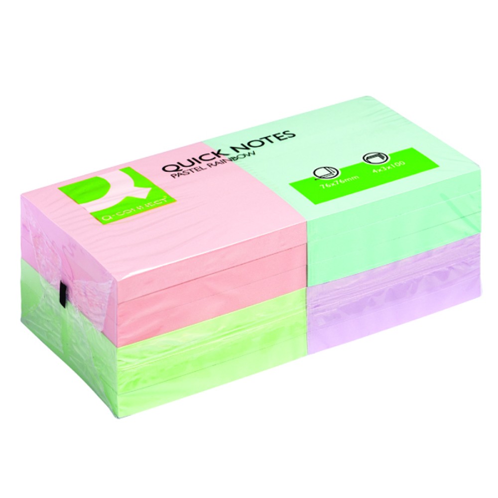 Q-Connect Quick Notes 76 x 76mm Pastel (12 Pack) KF10509