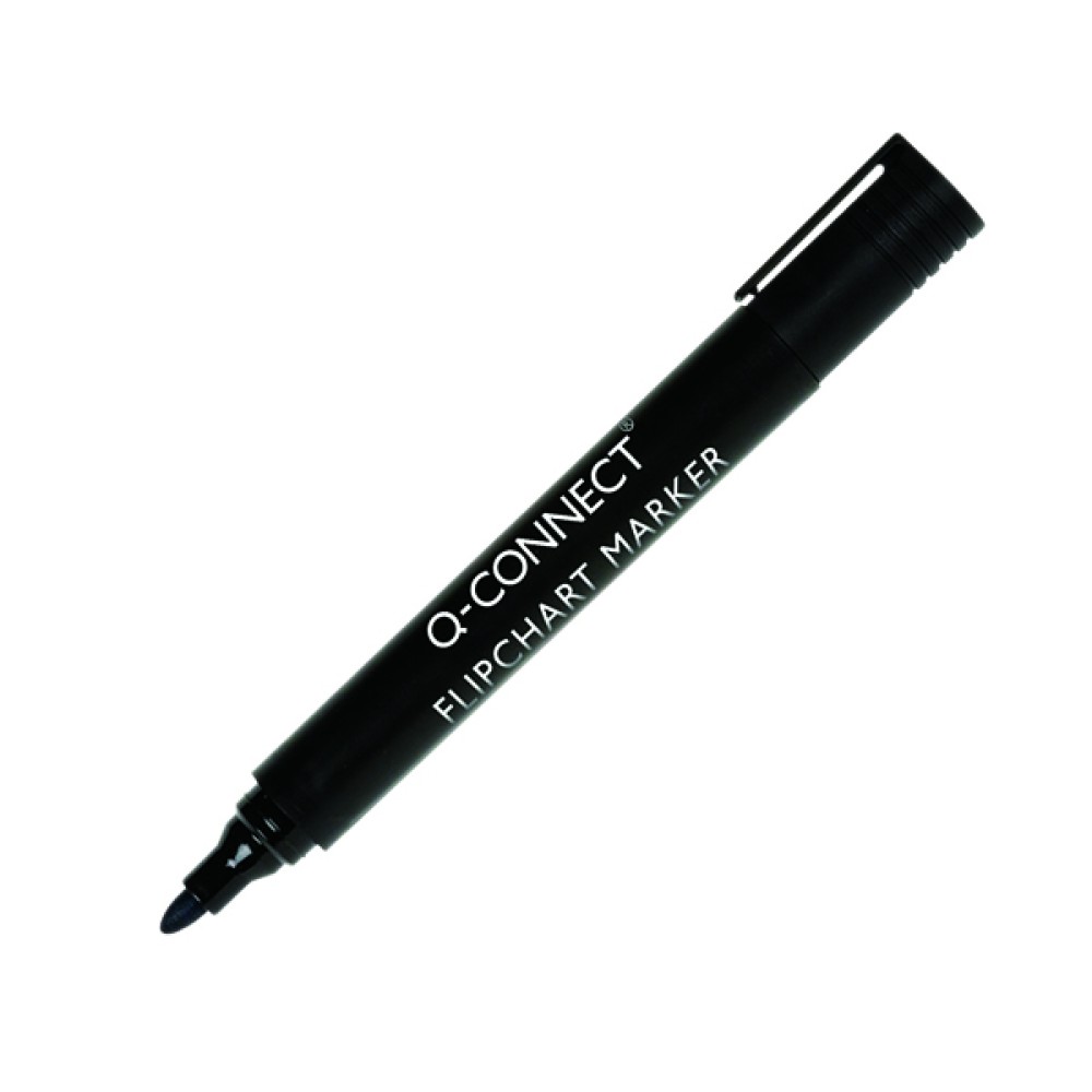 Q-Connect Flipchart Marker Pen Bullet Tip Black (10 Pack) KF15392