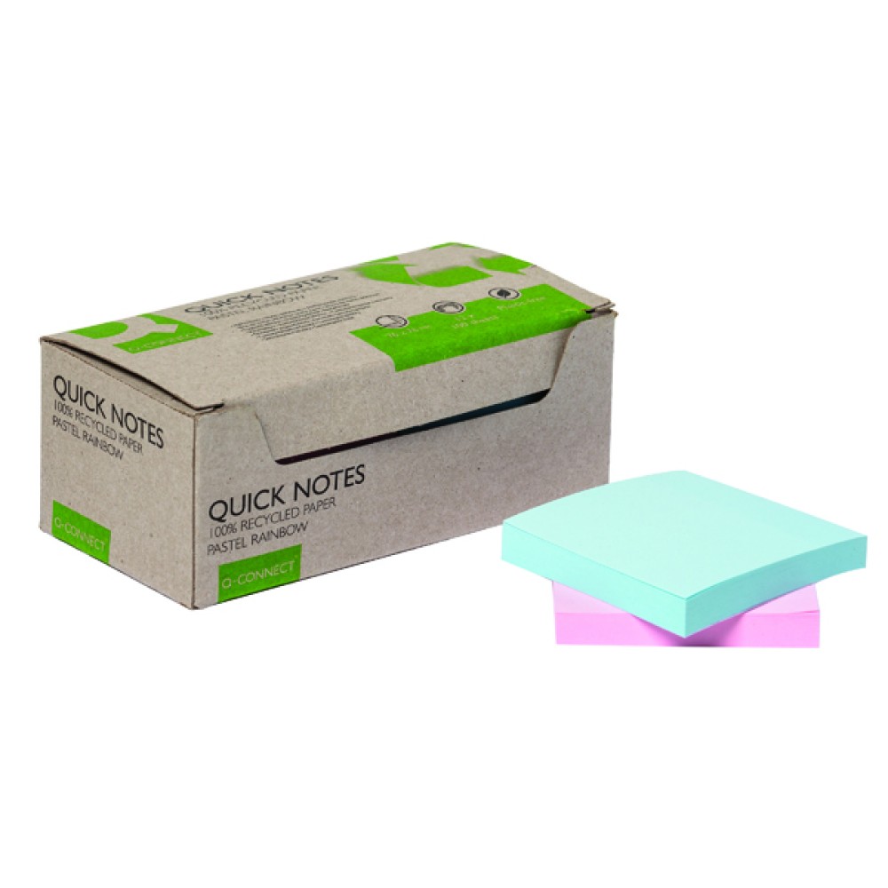 Q-Connect Recycled Notes 76x76mm Pastel Rainbow (12 Pack) KF17324