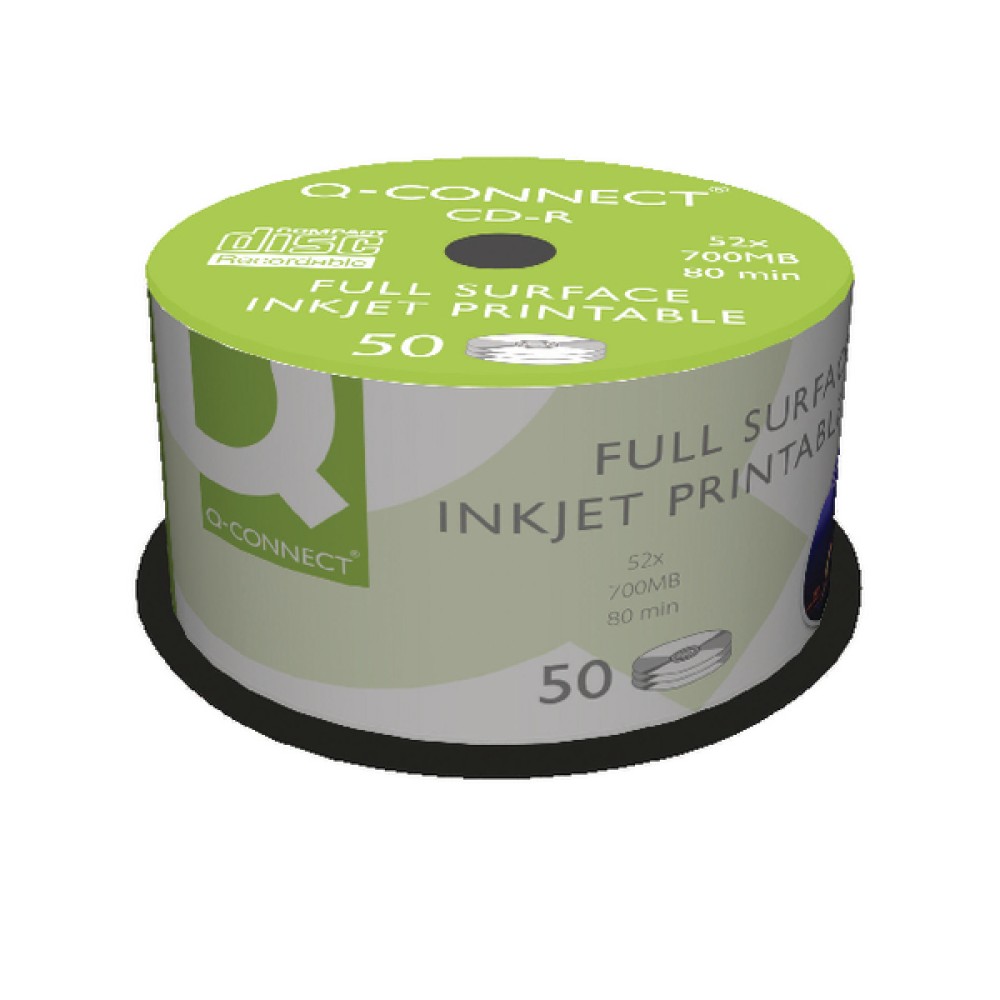 Q-Connect Inkjet Printable CD-R Discs 52x (50 Pack) KF18020