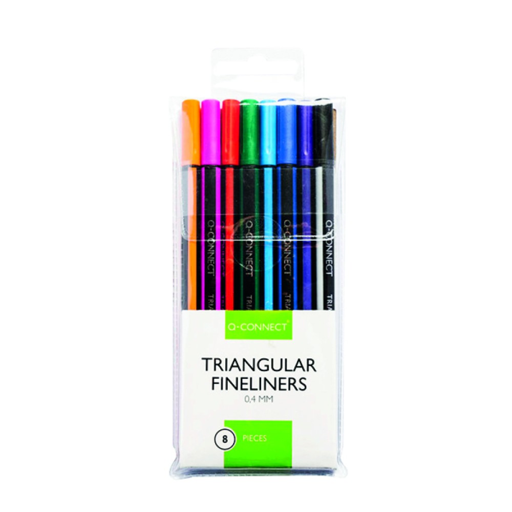 Q-Connect Triangular Fineliners Assorted Colour (8 Pack) KF18050