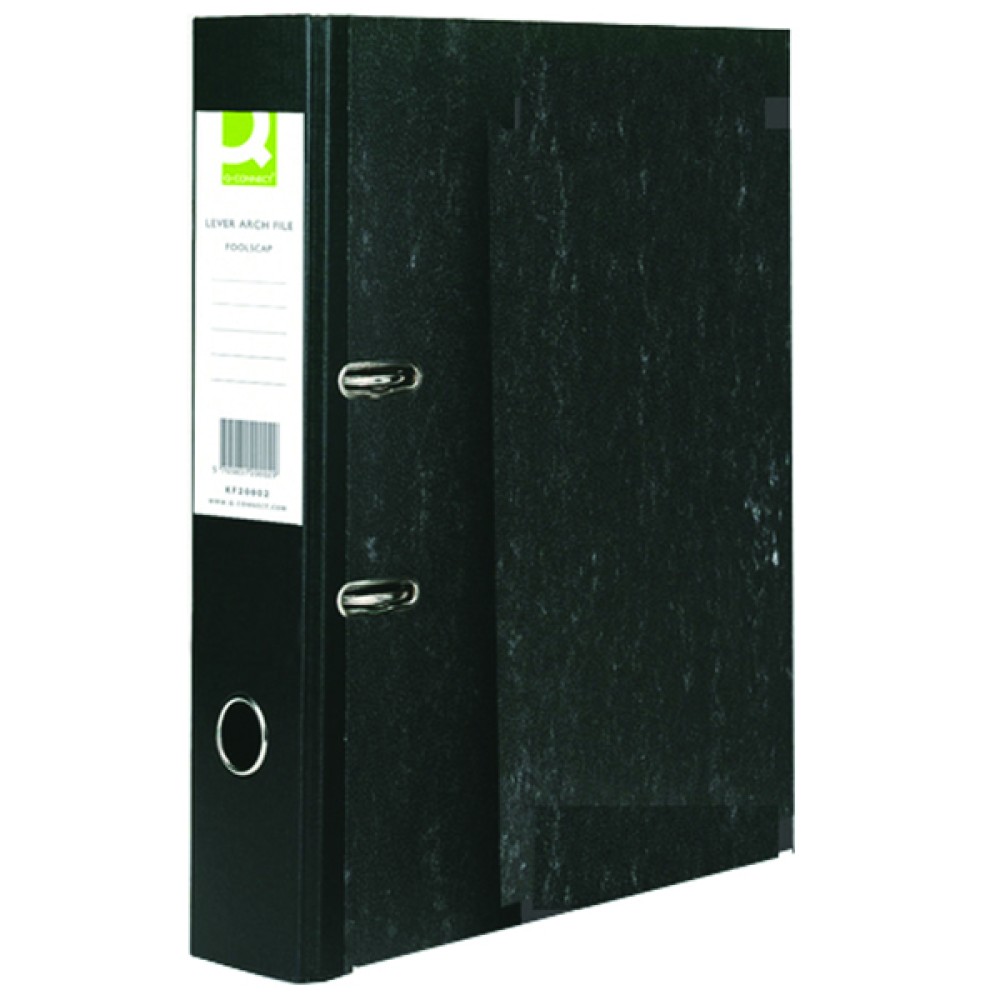 Q-Connect Lever Arch File Foolscap Black (10 Pack) KF20002