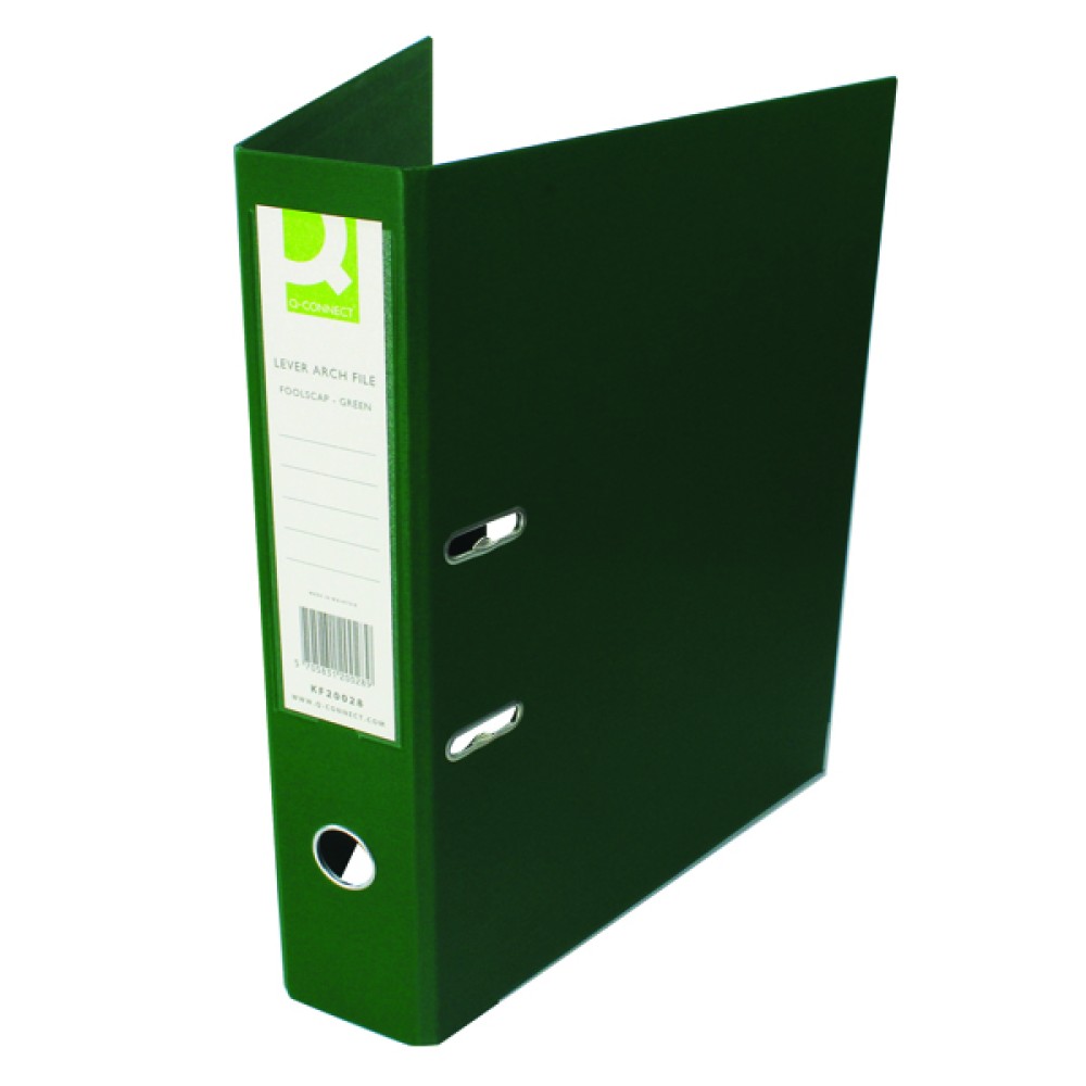 Q-Connect 70mm Lever Arch File Polypropylene Foolscap Green (10 Pack) KF20028