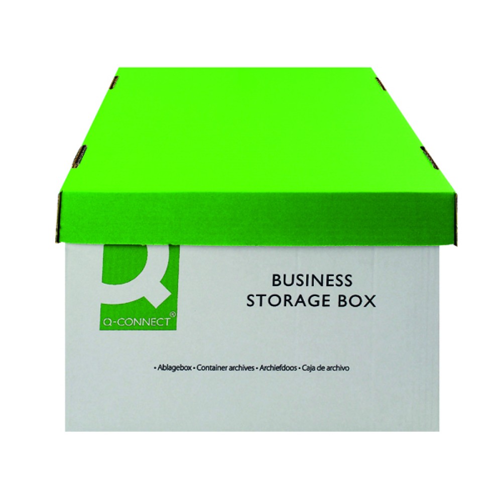 Q-Connect Business Storage Box 335x400x250mm Green and White (10 Pack) KF21660