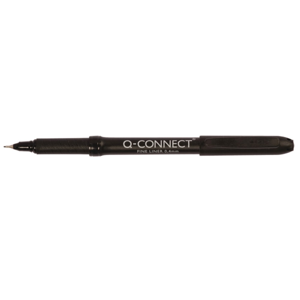 Q-Connect Black 0.4mm Fineliner Pen (10 Pack) KF25007