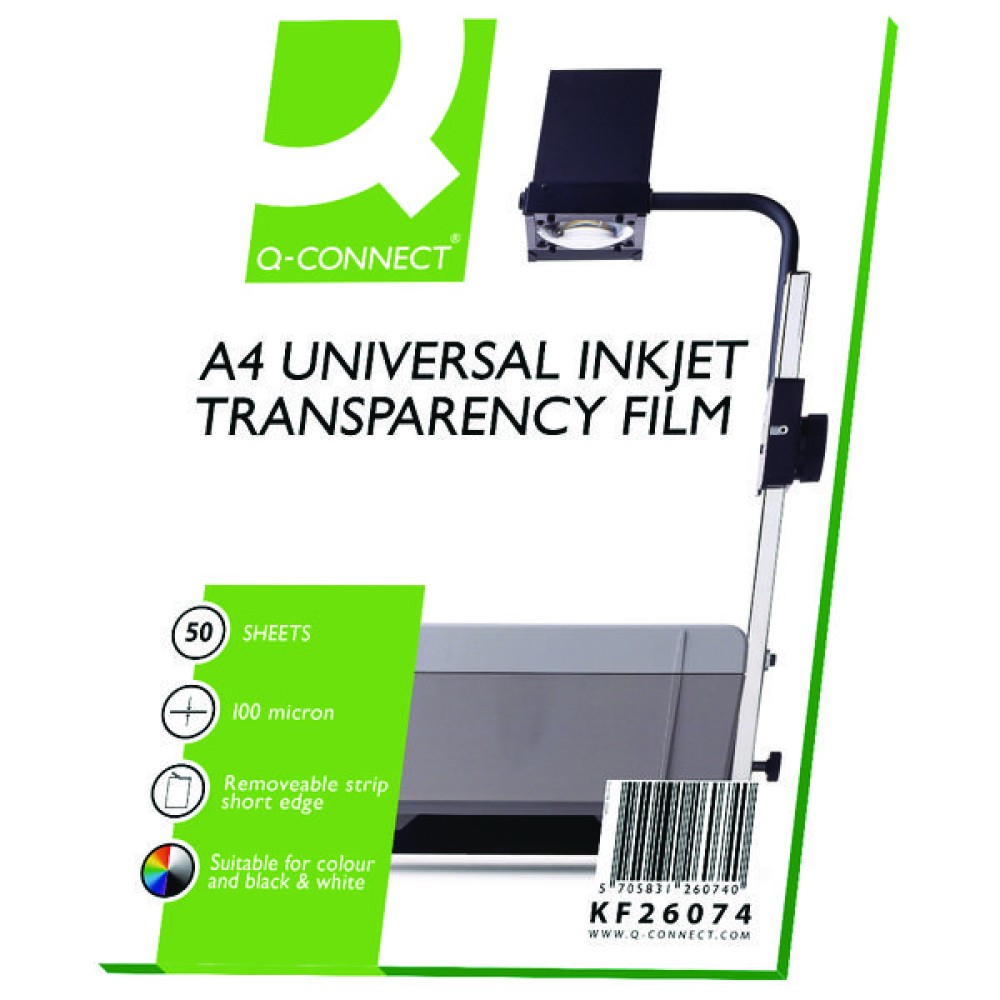 Q-Connect Inkjet Over Head Projector Film (50 Pack) KF26074
