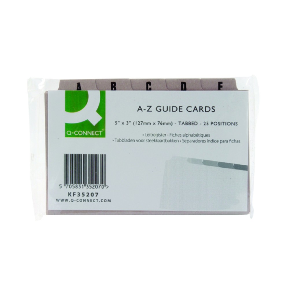Q-Connect Guide Card 5x3 Inch A-Z Buff (25 Pack) KF35207