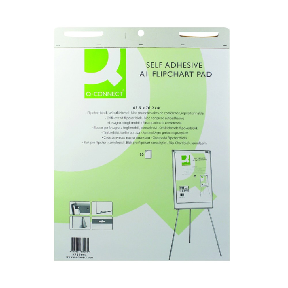 Q-Connect Self-Adhesive Flipchart Pad A1 30 Sheet (2 Pack) KF37003