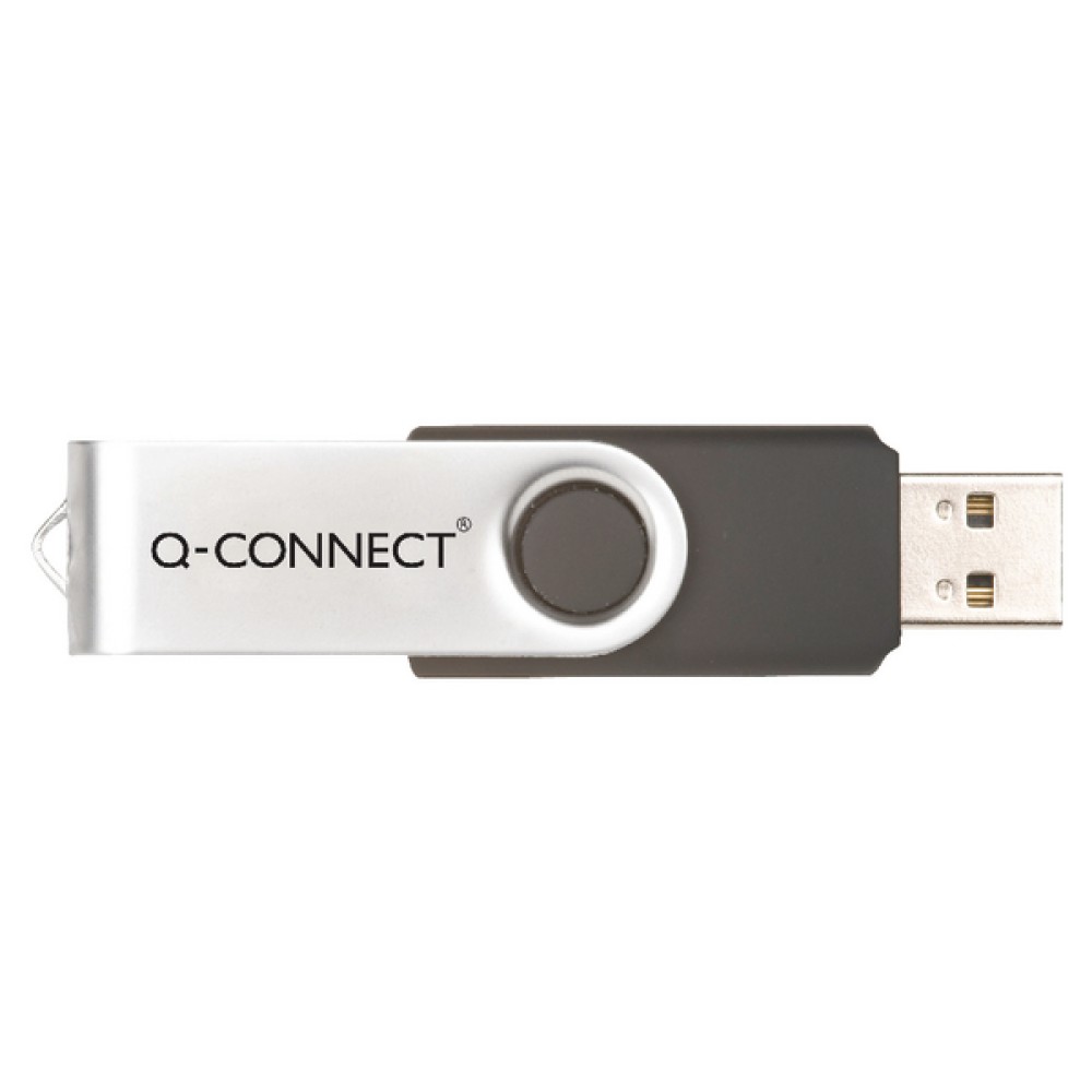 Q-Connect Silver/Black USB 2.0 Swivel Flash Drive 16GB KF41513