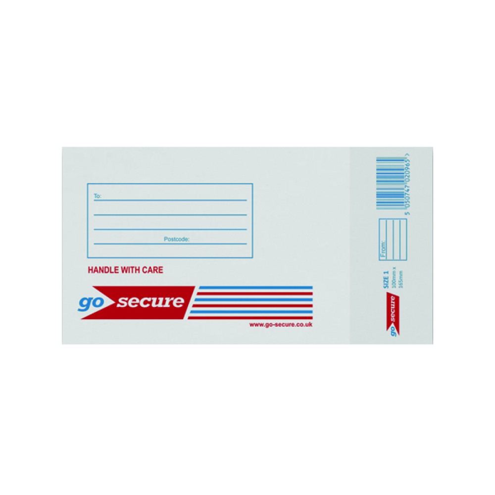 GoSecure Bubble Envelope Size 1 115x195mm White (100 Pack) KF71447