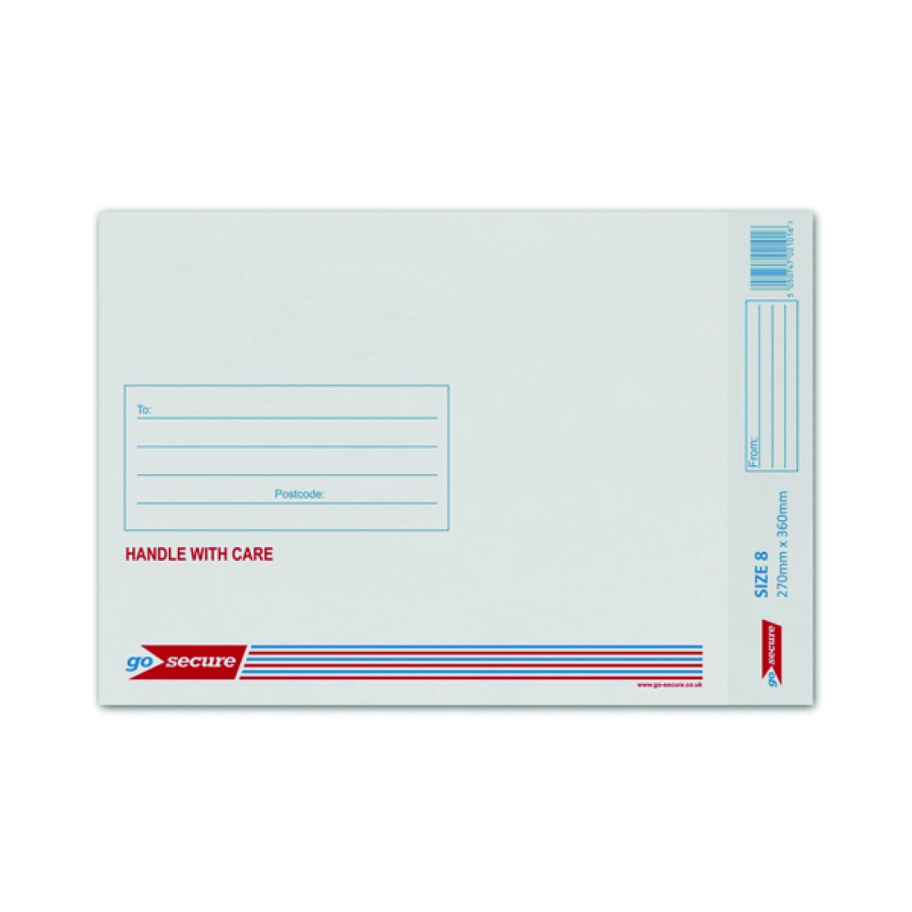 GoSecure Bubble Envelope Size 8 260x345mm White (50 Pack) KF71454