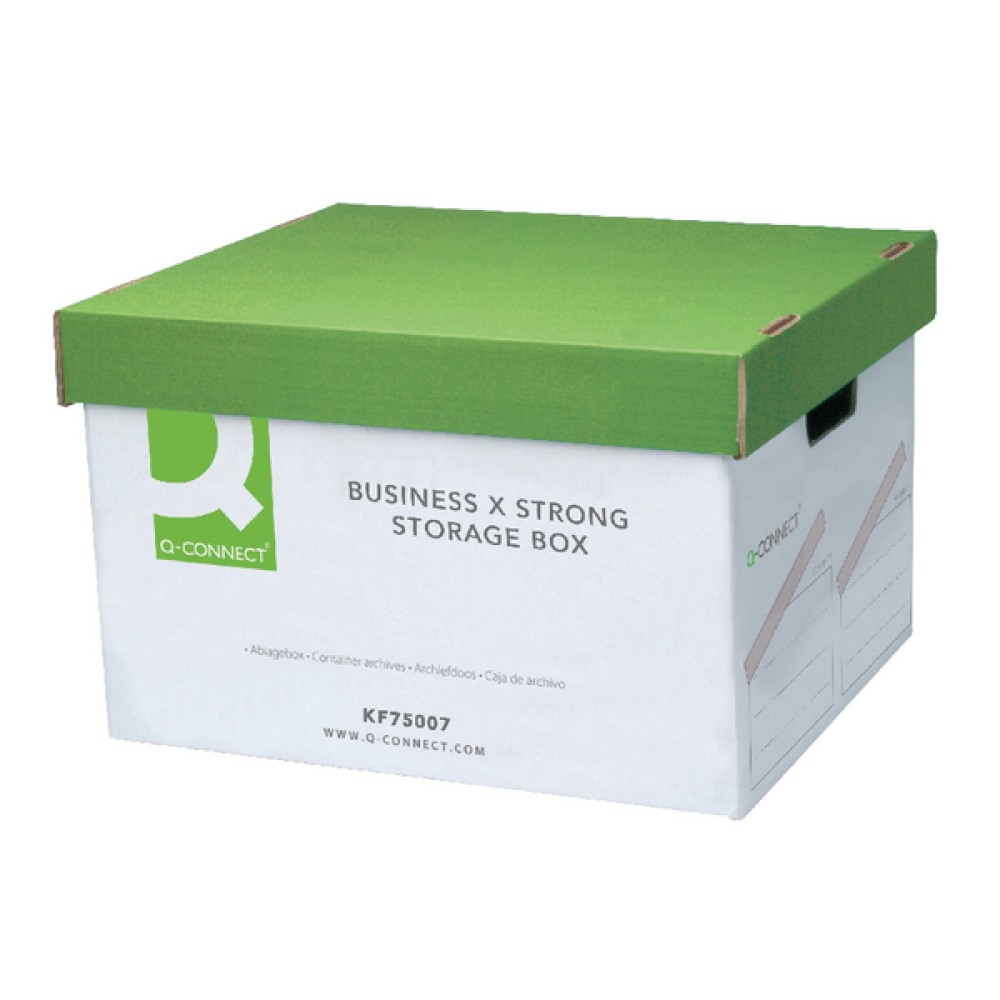 Q-Connect Extra Strong Business Storage Box W327xD387xH250mm Green and White (10 Pack) KF75007