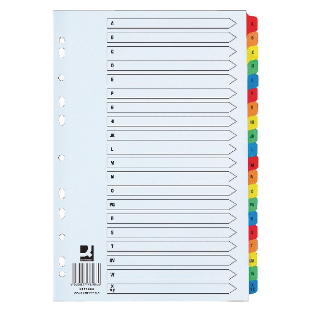 Q-Connect 20 Part A-Z Index Extra Wide Reinforced Multi-Colour Tabs KF76986