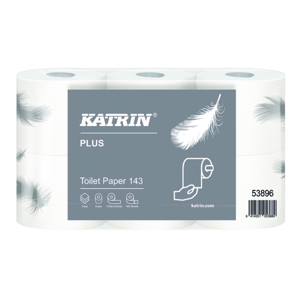 Katrin Plus 3-Ply Toilet Roll 143 Sheets (48 Pack) 53896