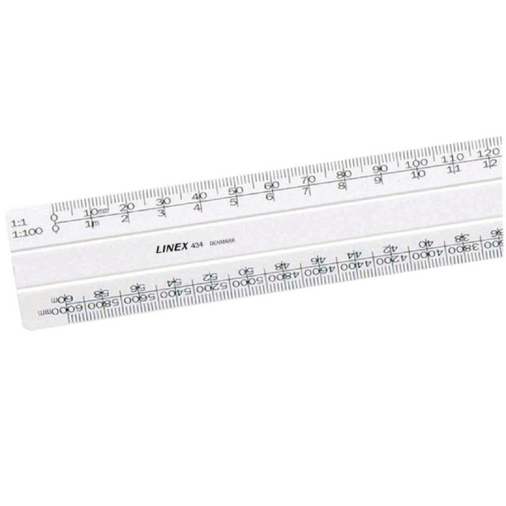 Linex Flat Scale Ruler 1:1-500 30cm White LXH 433