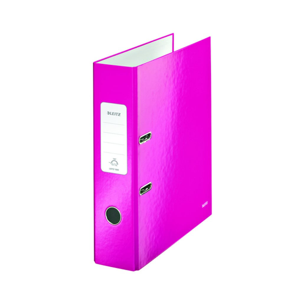 Leitz Wow 180 Lever Arch File 80mm A4 Pink (10 Pack) 10050023