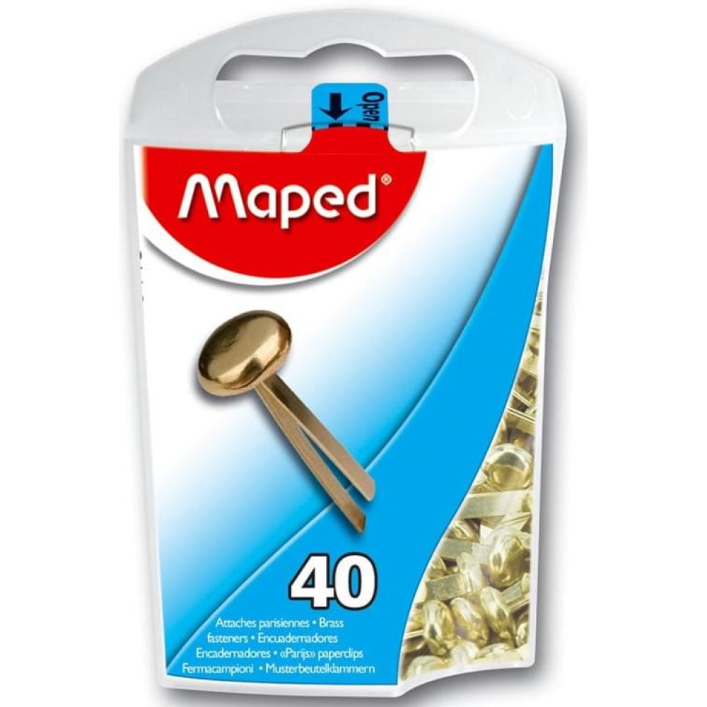 Maped Box 40 - 17mm Paper Fasteners - Brass