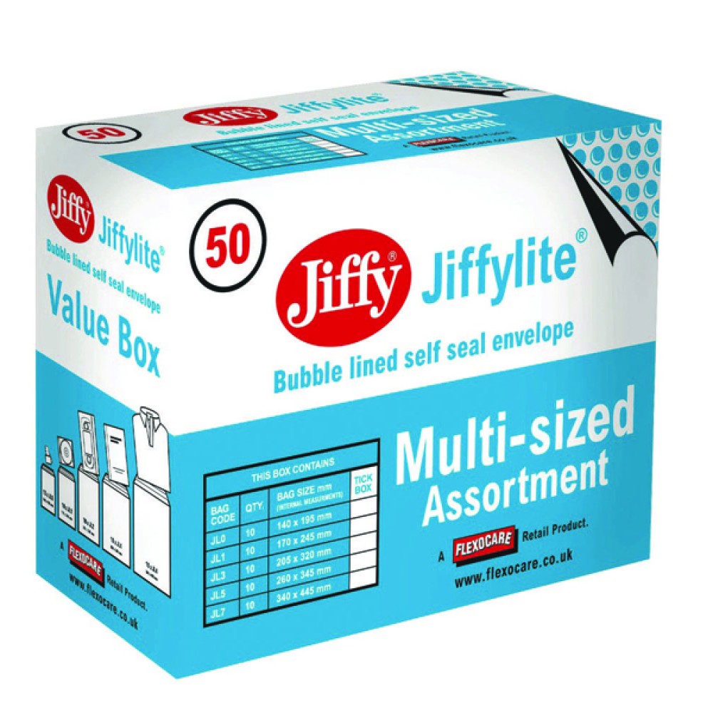 Jiffy Padded Bag Assorted Sizes Gold (50 Pack) JPB-SEL
