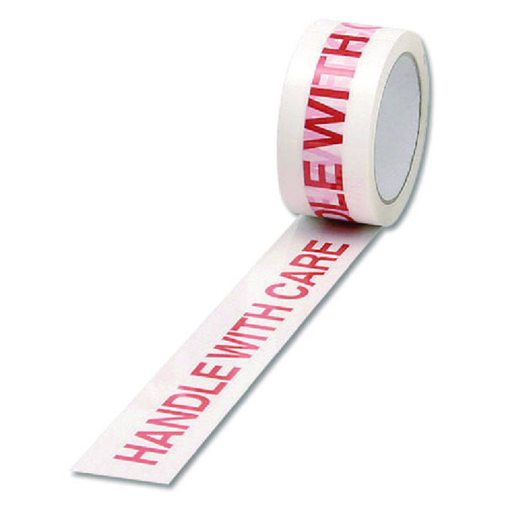 Polypropylene Tape Printed Handle With Care 50mmx66m White Red (6 Pack) 70581500