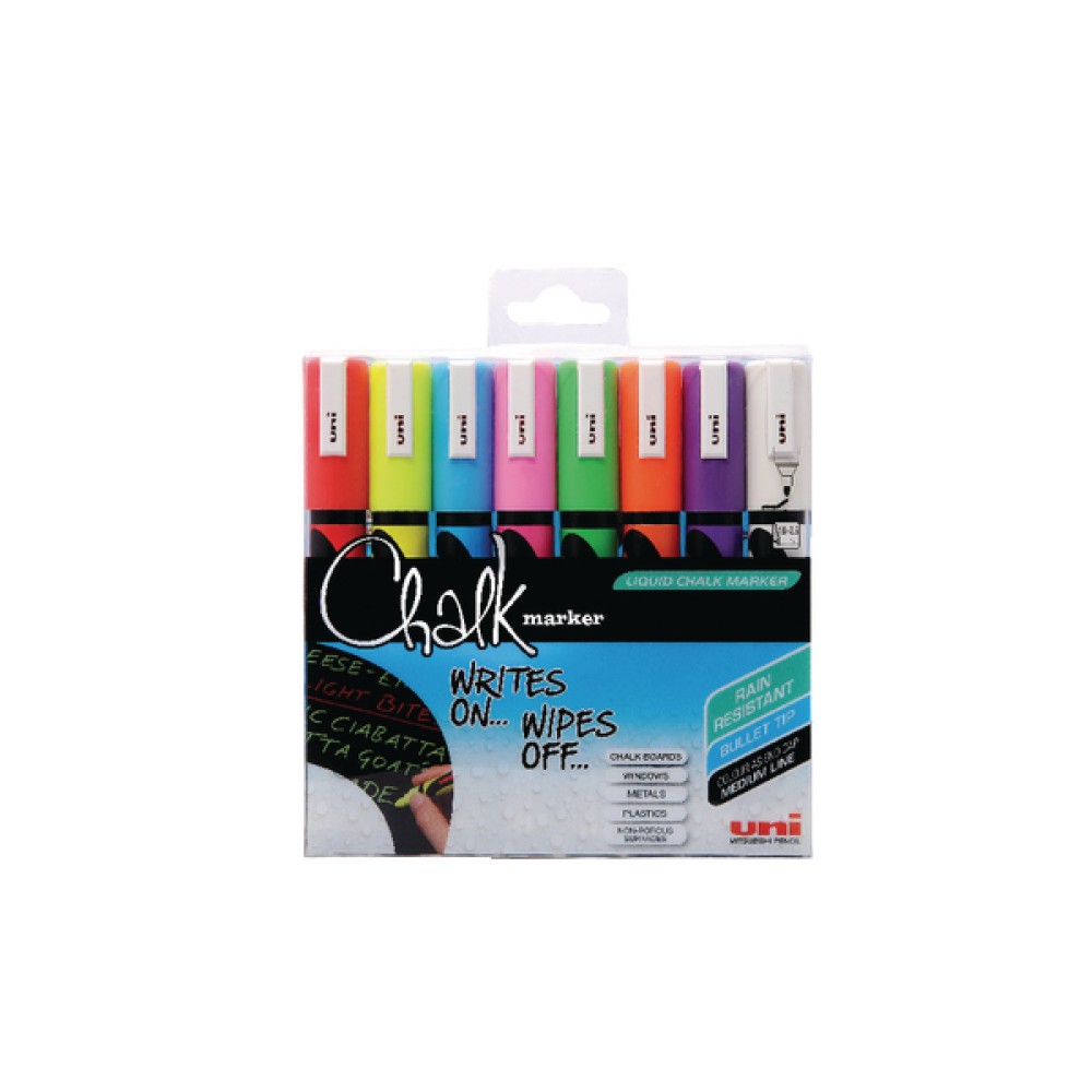 Uni-Ball UniChalk Chalk Marker Medium Assorted (8 Pack) 153494341