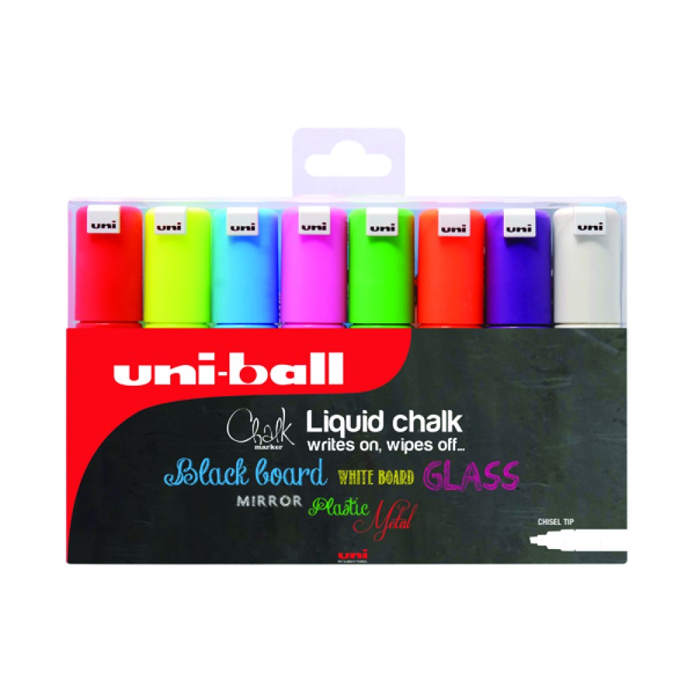 Uniball PWE-8K Chalk Marker Chisel Broad Assorted (8 Pack) 153494343