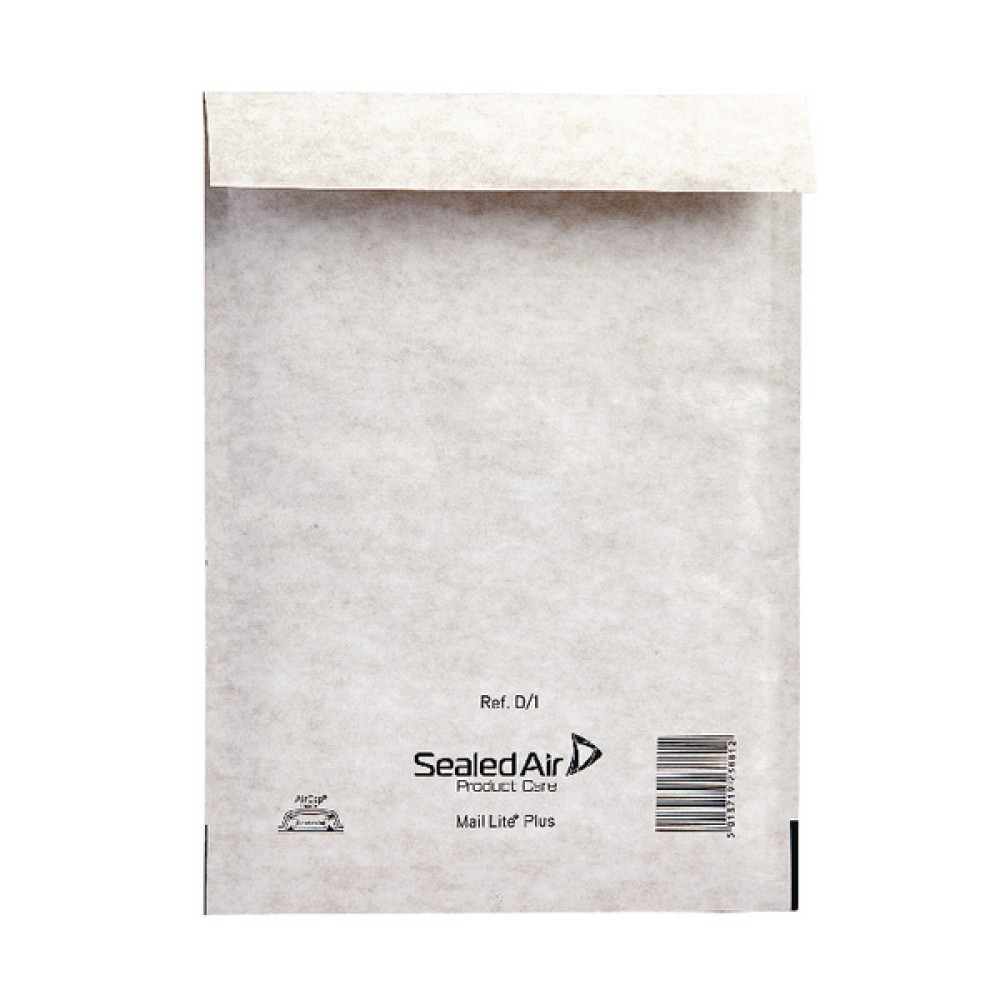 Mail Lite Plus Bubble Lined Postal Bag Size D/1 180x260mm Oyster White (100 Pack) MLPD/1