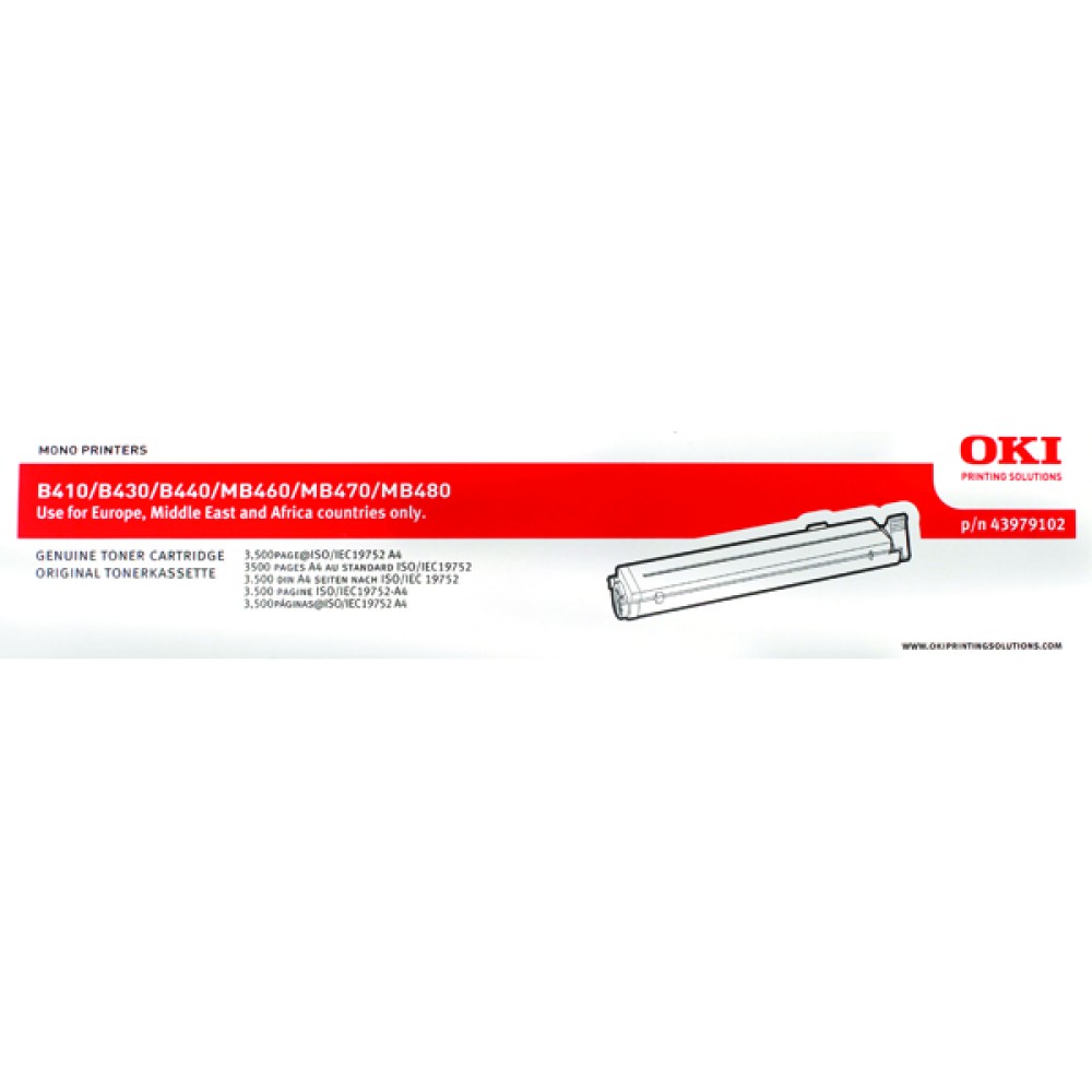 Oki Black Toner Cartridge for B410, B430 and B440 - 43979102